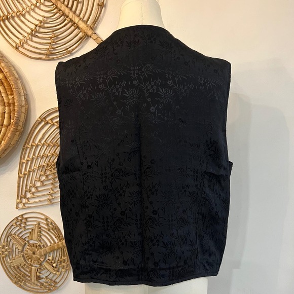 Vintage White Stag Velvet Tapestry Embroidered Vest Boho Western Cottagecore L - Picture 7 of 9